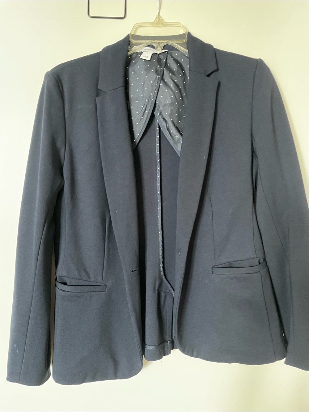 Old Navy Navy Blazer with Polka Dot Lining